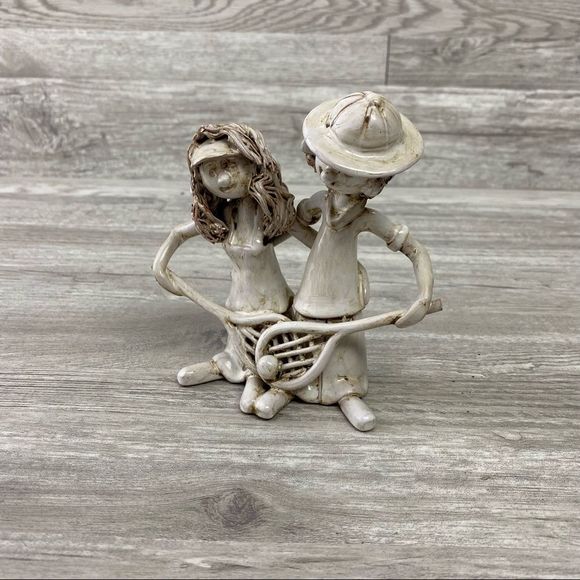 Vtg 70s Rare BENCINI Italy Couple Sculpture Signed Figurine glazed terra cotta - Picture 1 of 8